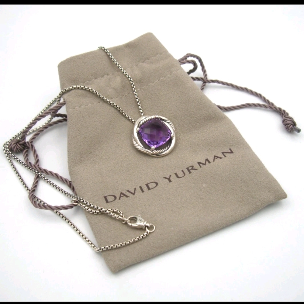 David Yurman Silver Necklace with Amethyst Accent